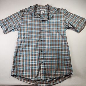 Columbia Sportswear Mens XLT Plaid Button Down Short Sleeve Shirt 100% Cotton